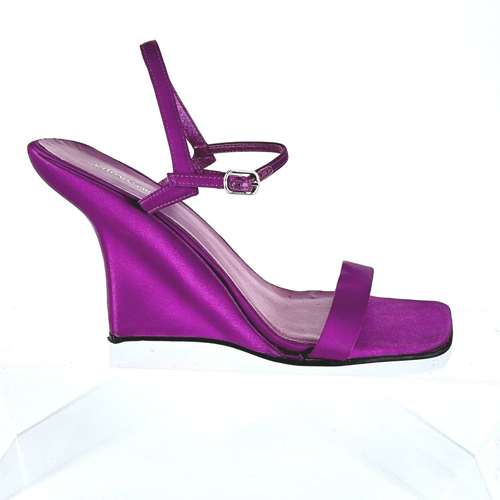 Jeffrey Campbell Women Size‎ 8 Purple Satin Wedge Sandals Heels Kassandra